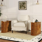 roomfitters 23.6" End Table, Charging Station and Drawers with Wooden Frame for Living Room, Light Walnut