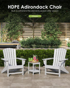 GREENVINES Adirondack Chairs Set of 2 | HDPE Plastic | Oversized Fire Pit Chair | All Weather | Poly Lumber | White | for Outdoor Deck Backyard Patio Garden