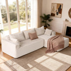 PARKOL 105" Cloud Sectional Couch with L-Shape Chaise,Modern Modular Sofa with Deep Seat, Upholstered Couches for Living Room Bedroom,No Assembly Required, Beige(Plush Corduroy Fabric)