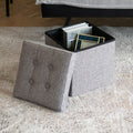 Oak & Tea Multipurpose Brown Grey Stool - Foldable Stool / Footstool with Hidden Storage Box Ideal for Bedroom & Living Room