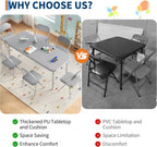 IDEALHOUSE 7 Piece Folding Kids Table and Chairs Set, Children Activity Table and Chairs Set for Dining Room,Daycare,Classrooms