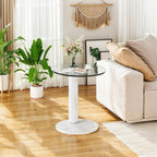 Recaceik Glass End Table, 22-Inch Round Glass Coffee Table, Modern Round Tempered Table for Small Spaces, Living Room, Bedroom