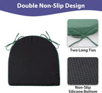 IPYNBAP Chair Cushions for Dining Chairs, Kitchen Chair Cushions, 16'' x 16'' x 2'', Non Slip Indoor Seat Cushions, Chair Pads for Dining Chairs with Ties & Removable Cover, Set of 4, Dark Green