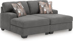 Signature Design by Ashley Seyler Lane Contemporary 2-Piece Super Chaise with Removable Cushion, Gray