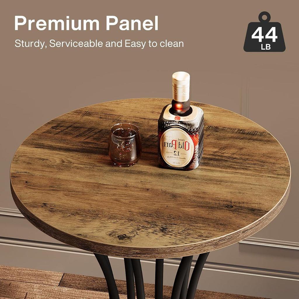 Tribesigns 37.4" H Bar Table, Round Bar Table with Curved Metal Base, Bar Height Table for Small Spaces, Living Room, Kitchen, or Apartments (Brown & Black) (1)