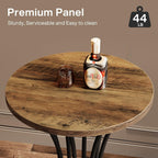 Tribesigns Round Bar Table for 2, 37.4" H Cocktail Table with Curved Metal Base, Coffee Pub Table for Spaces, Living Room, Kitchen, or Party (Brown & Black) (4)