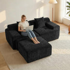 83.5" Boneless Loveseat with Ottoman, 30" Deep Seat Modular Sofa, Cloud Comfy Couches for Living Room, Apartment, Bedroom, No Assembly Required (Dark Gray)