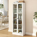 Metal Kitchen Pantry Cabinet, 72" Tall Food Pantry Cabinets with 5 Adjustable Shelves, White Freestanding Cabinet for Kitchen/Pantry/Bathroom