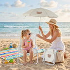 Kids Beach Chair with Umbrella, Foldable Toddler Chair with Sun Shade, Portable Beach Camping Pool Fishing, 37x30x50 cm, Bear Pattern