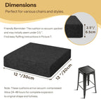 2.5" Thick Bar Stool Cushions with Ties Non-Slip 12"X12" Square Bar Stool Cushion with Machine Washable Cover Set of 4 Indoor Small Chair Pads for Cafe Bistro Stackable Metal Chair Black