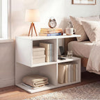 Giantex 4-Cube Book Shelf, 17'' Modern S-Shaped Couch End Sofa Side Table with Storage, Wood Cube Organizer, Small Bookshelf for Living Room Bedroom Home Office Dorm, White (1)