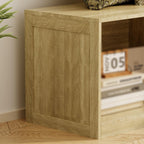 L-Shaped Corner Banquette Storage Bench, Entryway Bench with Open Shoe Storage Shelves for Bedroom, Kitchen Breakfast Nook Corner Benches for Dining Room, Living Room,Oak Color (No Cushion)