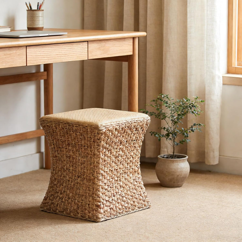 Vine Woven Stool Household Small Apartment Small Stool,Boho for The Living Room, Bedroom, Nursery, Patio, Lounge