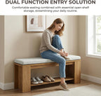Tribesigns Upholstered Entryway Bench, 47-Inch Long Farmhouse End of Bed Bench with Padded Seat and MDF Frame, Rustic Indoor Cushion Seat for Entrance, Hallway, Bedroom