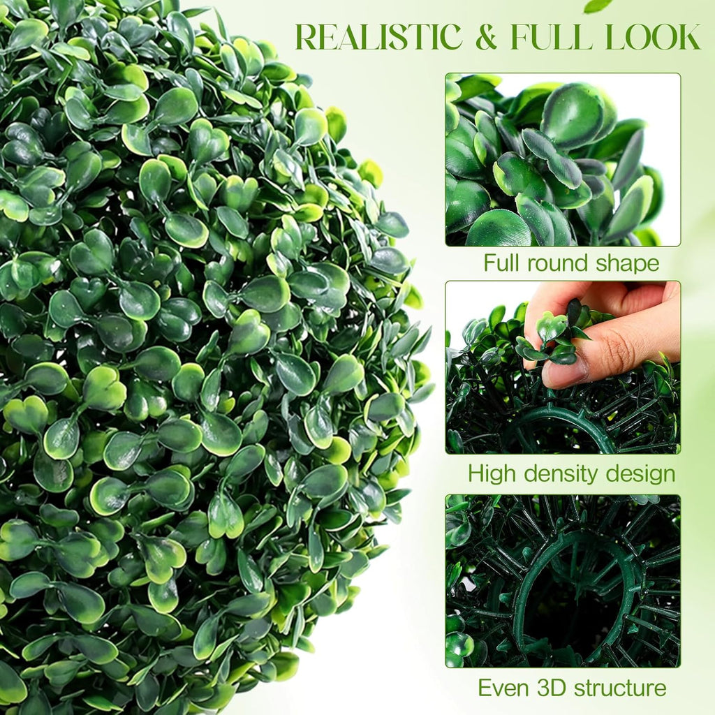 12 Pack Artificial Boxwood Topiary Balls Bulk for Indoor, 5 Inch Small Faux Topiary Plant Fake Hang Decorative Round Greenery Balls for Home Bookshelf Office Table Desk Weeding