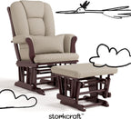 Storkcraft Tuscany Glider & Ottoman and Lumbar Pillow, Espresso/Taupe Swirl | GREENGUARD Gold Certified, Bonus Lumbar Cushion Included, Solid Wood Base, Smooth Motion, Award-Winning Nursery Rocking Chair