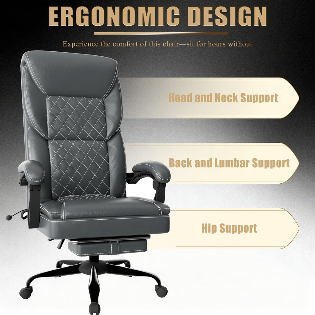 Gaming Chair, Office Chair with Inflatable Lumbar Support, Ergonomic Comfortable Wide Computer Chair with Footrest and Linked Soft Armrests, High Back 3D Enveloping Seat Cushion