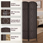 RHF 6 ft.Tall Room Divider, Room Dividers and Folding Privacy Screens, 15.7" Privacy Screen 4 Panels Room Divider Wall Partition Freestanding, Dark Coffee