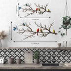 ESTART Metal Birds Wall Art, Metal Vivid Birds on Branch Silhouette Wall Decor Black Leaves with Bird Outdoor Hanging Wall Sculpture for Home Balcony Garden (Vintage Color, Small)
