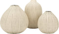 Creative Co-Op White Stoneware Vases with Textured Black Polka Dots (Set of 3 Sizes)
