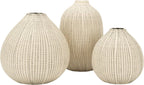 Creative Co-Op White Stoneware Vases with Textured Black Polka Dots (Set of 3 Sizes)