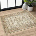 SIILOOM 2x3 Washable Rug Soft Area Rug for Entryway, Beige Brown Non-Slip Indoor Door Mat Tribal Floral Low-Pile Kitchen Rugs, Vintage Tribal Carpet for Entrance Kitchen Farmhouse
