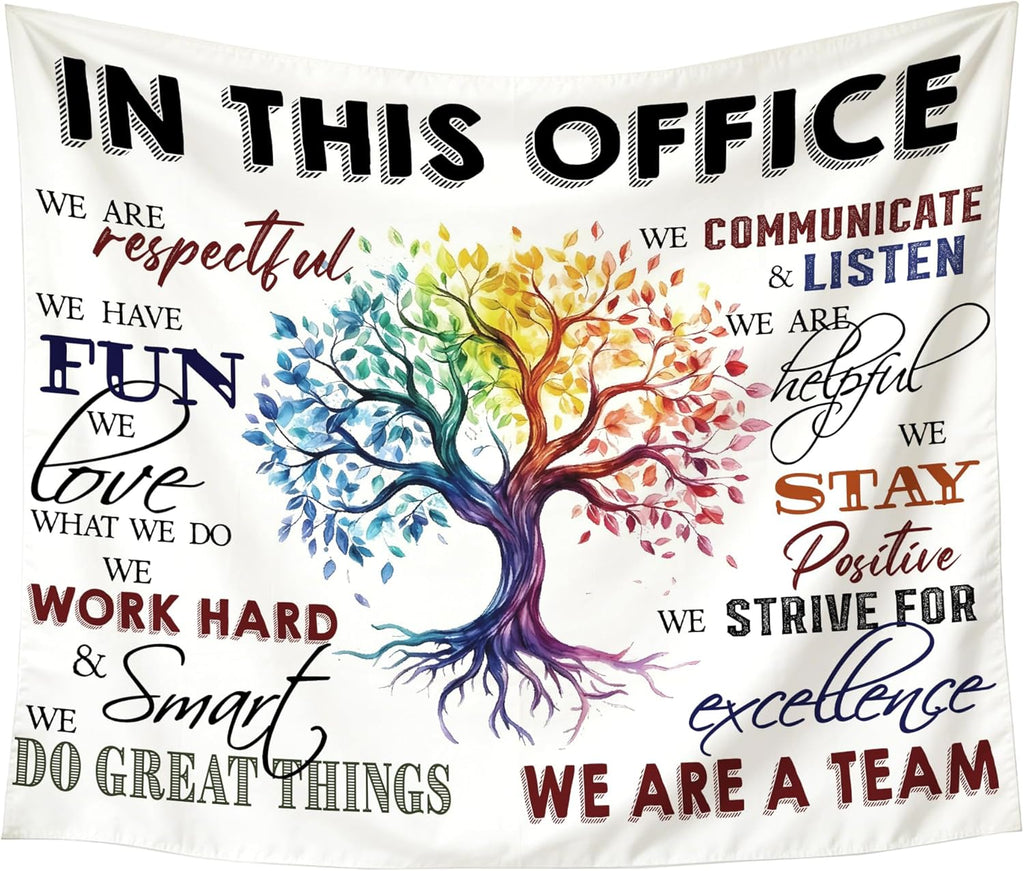 gsgfdshf Inspirational Office Wall Tapestry, in This Office We Are a Team Positive Motivational Tapestry Wall Hanging for Bedroom Home Workplace Decor, 50x60 Inch