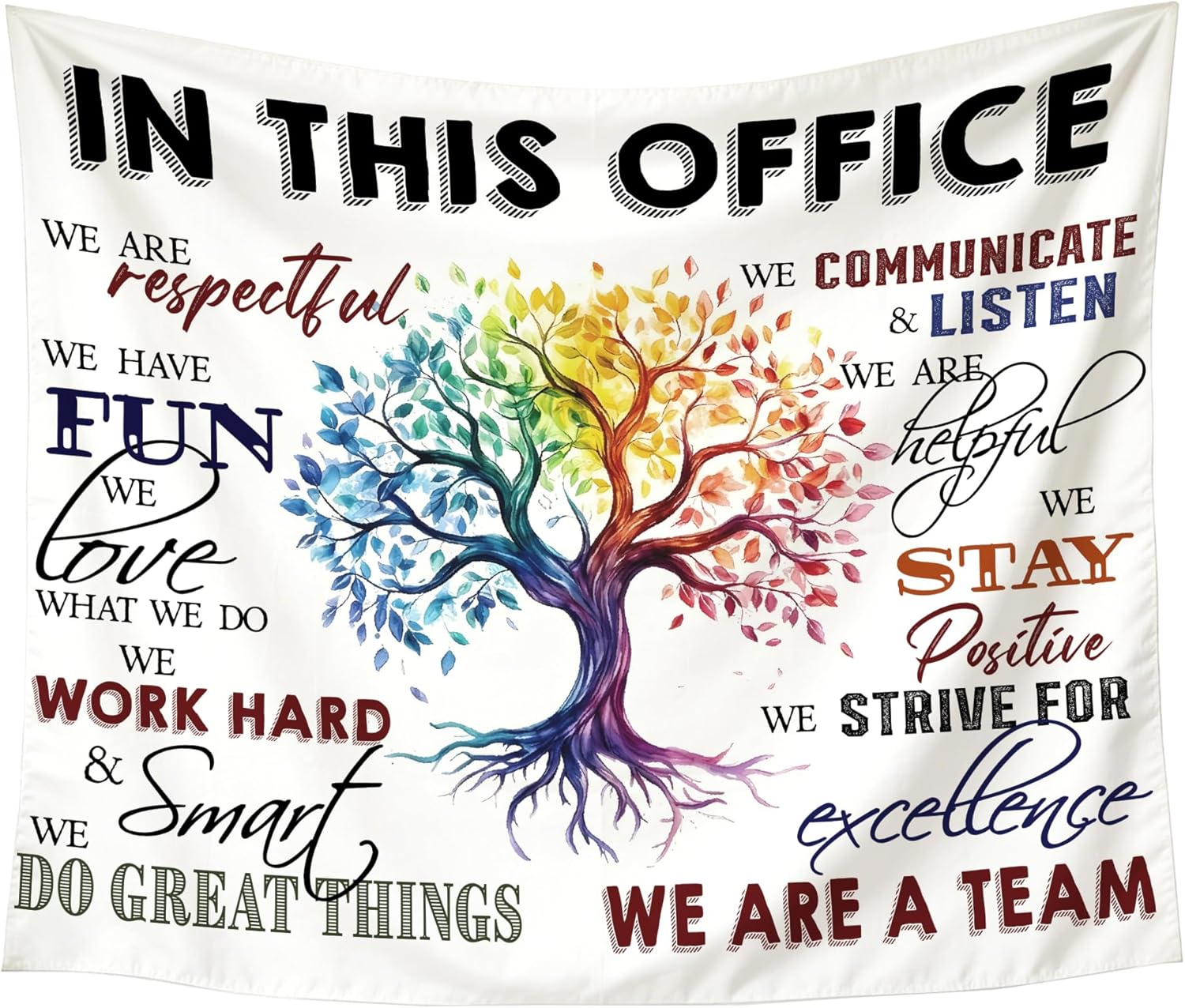 gsgfdshf Inspirational Office Wall Tapestry, in This Office We Are a Team Positive Motivational Tapestry Wall Hanging for Bedroom Home Workplace Decor, 50x60 Inch