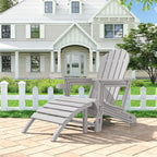 Adirondack Ottoman Tool-Free Assembly, HDPE All Weather Outdoor Foot Rest, Plastic Adirondack Chair Footstool for Patio Deck Backyard Outside(Grey)