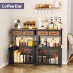 SWTYMIKI Coffee Bar Cabinet with Drawer - 20.47" Coffee Stand Station with Removable Hooks, Buffet Cabinet for Coffee Maker or Microwave, Kitchen Bar Table Storage Organizer, Espresso