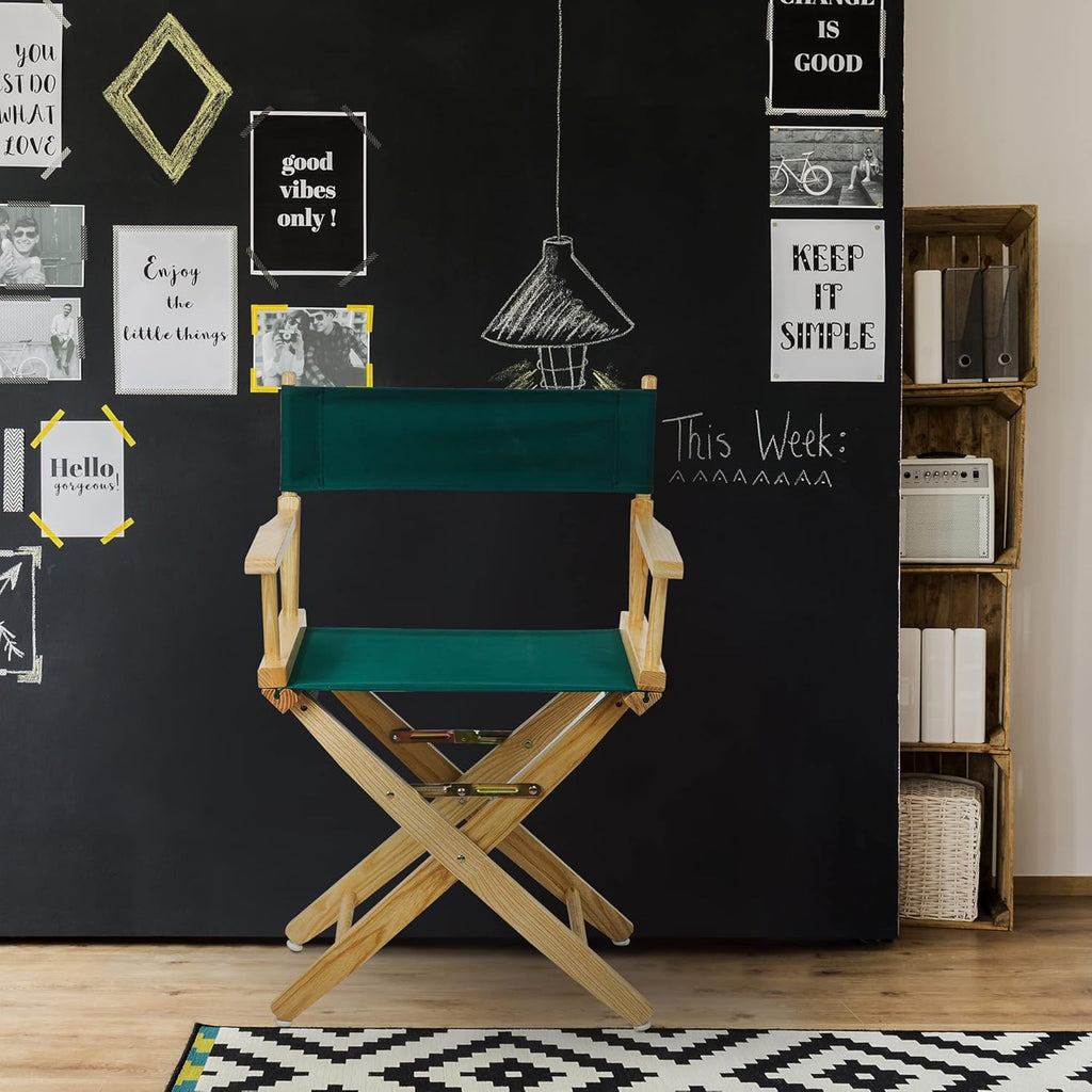 Casual Home American Trails Extra-Wide Premium Directors Chair 18" H Classic Height Natural Frame Hunter Green Canvas