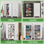 Pantry Cabinet,61" Tall Kitchen Pantry Storage Cabinets with 2 Doors and 3 Adjustable Shelves for Kitchen,Living Room/White