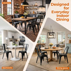 Metal Dining Chairs Set of 2 Iron Stackable Indoor Metal Chair,Easy Clean,Industrial/Kitchen Dining Room/Apartment/Matte Midnight Black