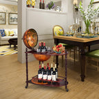 Goplus Globe Bar, 34.5” Globe Bar Liquor Cabinet with Wheels, Bottom Shelf, Old World Map, 16th Century Italian Replica Bar Globe, Retro Wine Stand, Globe Bar Cart for Dining Room Living Room Home