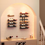 Hoctieon 6 Tier Wall Mount Wine Rack, Wall Racks for Wine Bottles Display and Storage, Hanging Bottle Organizer for Living Room, Dining Room, Wine Cellar, Bar, Black
