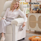 Korser Recliner Chair, Living Room Recliner Chairs for Adults, Small Recliners for Small Spaces, Upholstered Manual Reading Chair with Side Pockets, Nursery Chair for Living Room, Corduroy, Beige