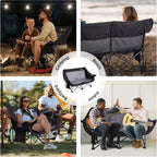 OUTSIDER Double Camping Chair, OversizedCamping Loveseat with Cup Holder, Heavy Duty PortableCamping Couch, Outdoor Double Folding Chair for Patio,Lawn and Garden, Black
