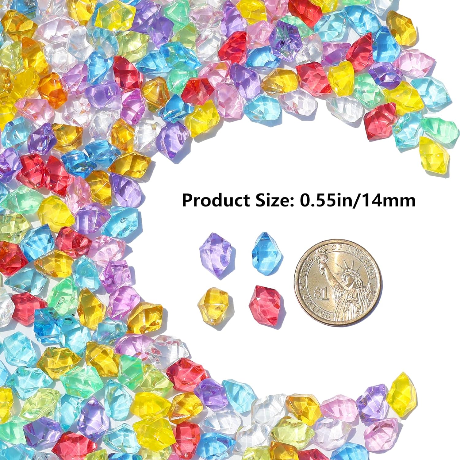 QYGL 850PCS+ Colorful Fake Diamonds, Fake Ice, Acrylic Rocks Bulk Plastic Gems for Vase Fillers, Table Scatter, Wedding Centerpieces, Party Decoration, Crafts, Aquarium & Food Display
