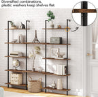 HOOBRO DIY Ladder Shelf, 6-Tier Wall Mounted Bookshelf, Office Vertical Bookcase, Wooden Storage Shelves for Home Office, Bedroom, Rustic Brown and Black BF65CJ01