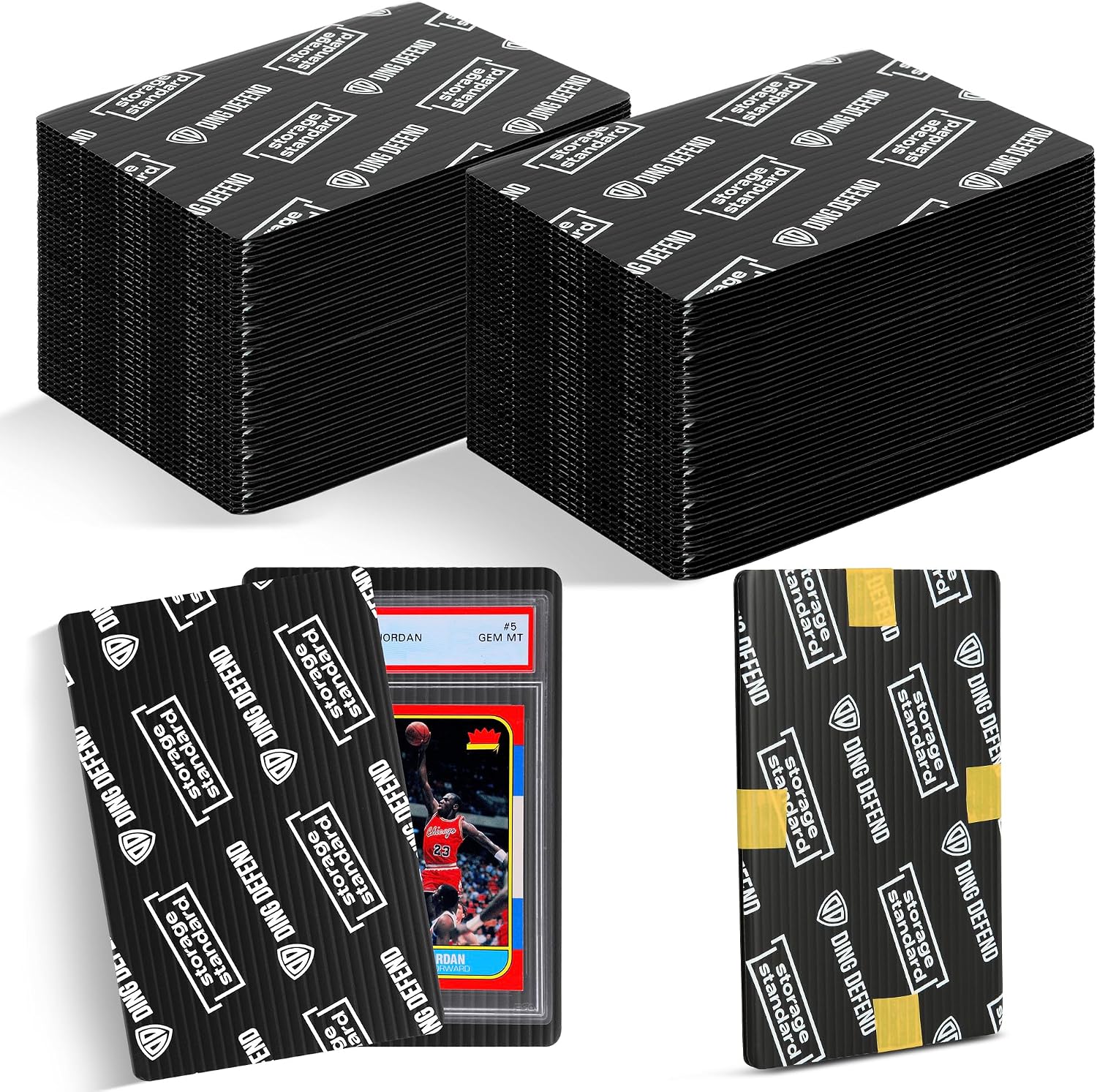 Ding Defend 4x6 Black Trading Card Shipping Protector 110 Pack - Sports Card Protectors Hard Plastic w/Rounded Corners, Hobby Shipping Shield for Graded Cards, Slabs, Top Loaders
