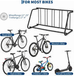 5-Bike Rack Stand, Single Sided Freestanding Metal Bicycle Storage Holder, Heavy-Duty Grid Bike Parking Organizer, Rustproof Steel Bike Stand for Garage Outdoor Home School