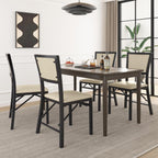 VECELO Folding Dining Chairs Set of 4, Metal Padded Foldable Seating with Comfortable Faux Leather, Space-Saving Portable Guest Seats for Kitchen & Office, No Assembly, Creamy Beige