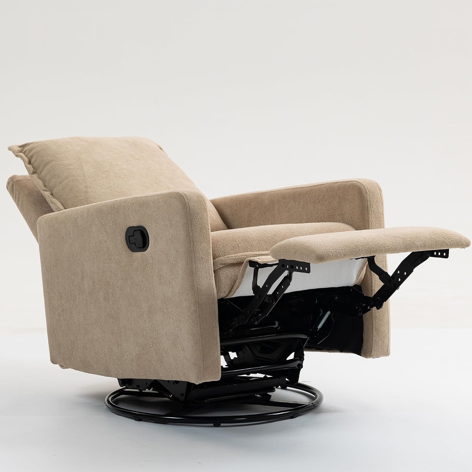 ERYE Modern Manual Reclining Chair Glider Rocker Chair with Swivel for Living Room Bedroom, Manual Lovely Recliner Armchair Boucle Upholstered 360° Swivel Nursery Armchair