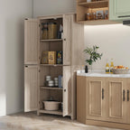 31.5" D*15.75" W*71.75" H Natural Wood Kitchen Pantry with 2 Shelves, 2 Double Doors, Farmhouse Rectangular Storage Cabinet, for Living Room, Dining Room