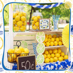 Norme 63 Pcs Artificial Lemon Decoration for Home Centerpiece, Faux Yellow Lemons, Artificial Fake Lemon Leaves and Wooden Desktop Sign Decor for Home, Kitchen, Party Decor, Photography Props