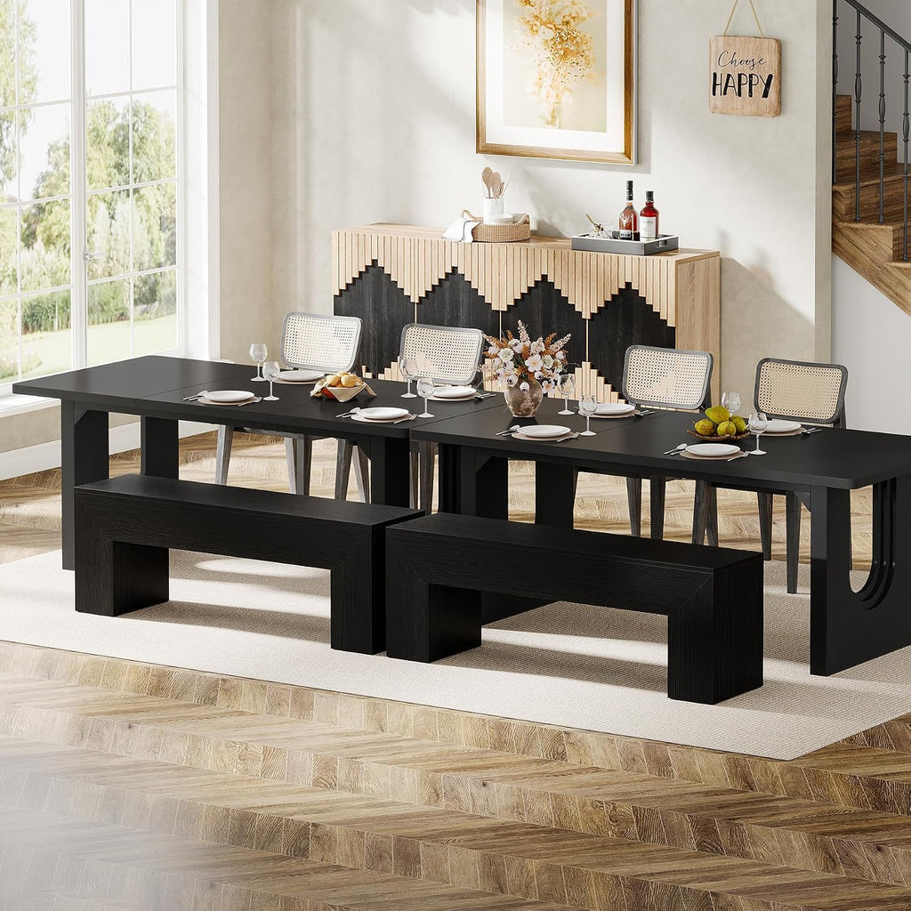 Tribesigns Dining Bench, Farmhouse Wooden Entryway Bench, Entry 47" Long Bench for Living Dining Room, Hallway and Bedroom, Easy Assembly, Black