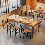 MAHANCRIS Dining Chair Set of 4, Rustic Wooden Kitchen Chairs with Backrest, Farmhouse Dining Chairs for Kitchen, Industrial Style Chair with Metal Frame, Easy Assembly, Rustic Brown TBHR1001S4