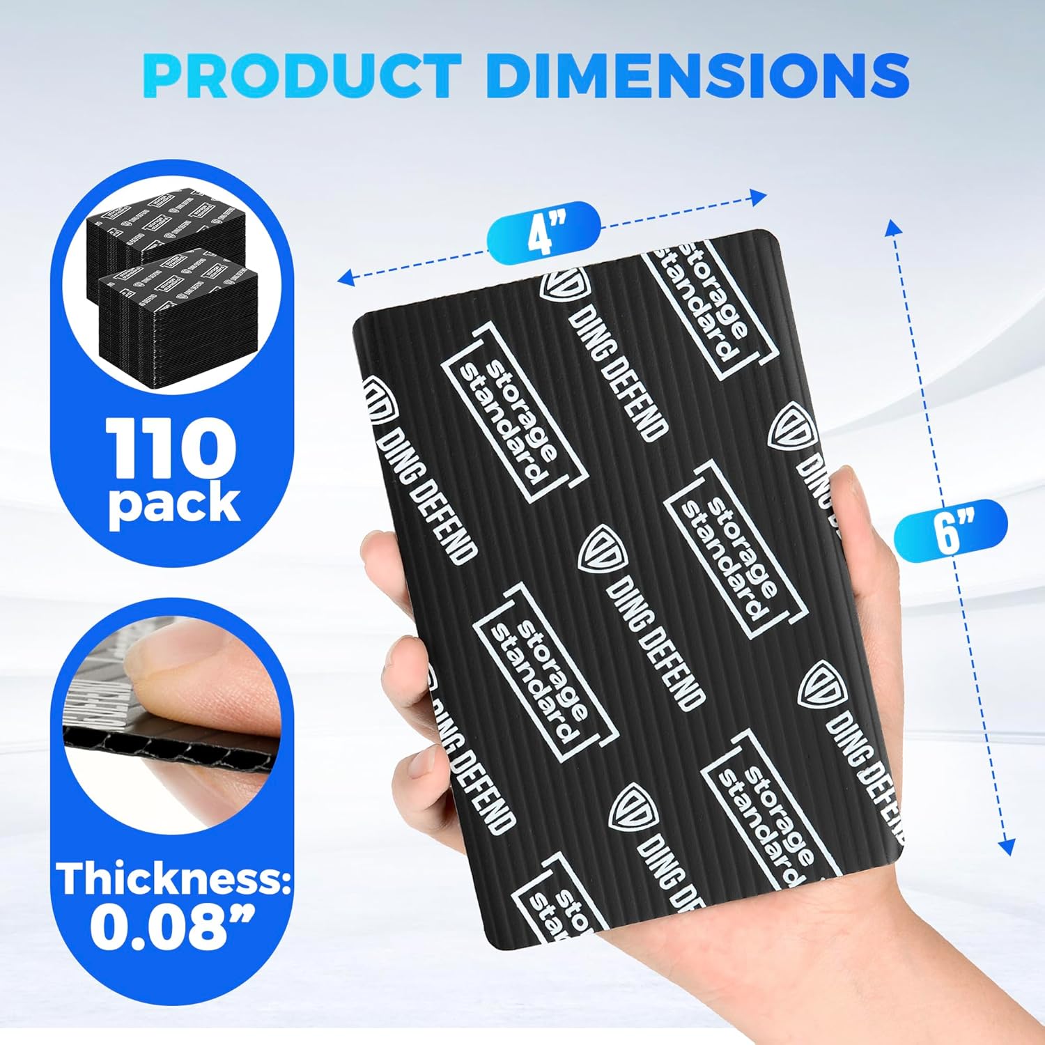 Ding Defend 4x6 Black Trading Card Shipping Protector 110 Pack - Sports Card Protectors Hard Plastic w/Rounded Corners, Hobby Shipping Shield for Graded Cards, Slabs, Top Loaders