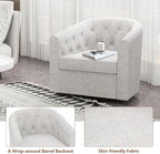 Simore Swivel Barrel Accent Chair Set of 2, Breathable Fabric Round Swivel Cuddle Chair Armchair for Nursery Living Room Bedroom Office, Light Gray