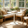 31.5 Inch Dining Table Round Bar Table for 2-4 with Enlarged Pedestal Base, Modern Mid Century Round Top Kitchen Table for Kitchen Living Room Cafe Small Spaces, White